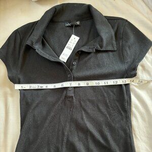 NWT black ribbed black polo J.Crew